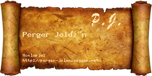 Perger Jolán névjegykártya